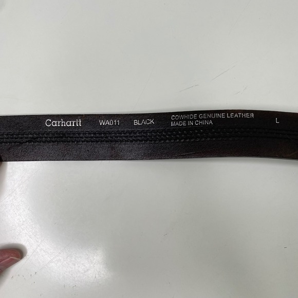 Carhartt Women's Black Leather Belt Square Silver Buckle Size L - Picture 3 of 5
